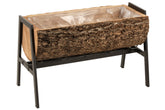 Flowerpot on Foot Half-Trunk Paulownia Wood/Iron Natural/Black Large